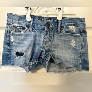 Abercrombie & Fitch Blue Distressed Jean Denim Shorts Size 0 Women’s